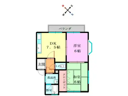 Kポート(2DK/2階)の間取り写真
