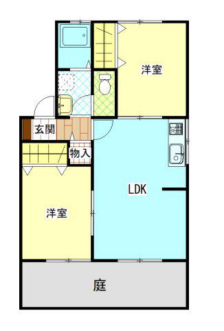 丸木ハイツ(2LDK/2階)の間取り写真
