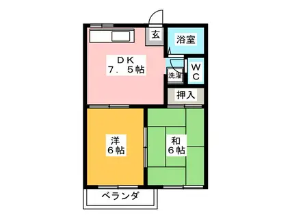 CRESCENDO SAKAI(2DK/2階)の間取り写真