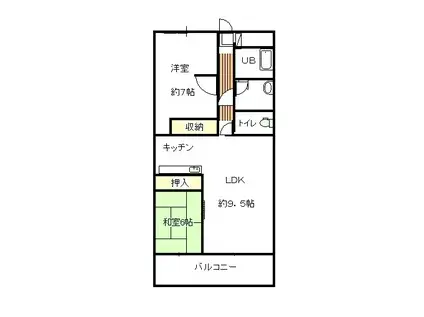 ラ・セーヌ中村(2LDK/5階)の間取り写真