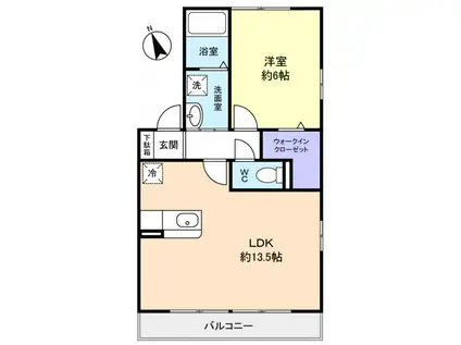 ルッコラ(1LDK/1階)の間取り写真