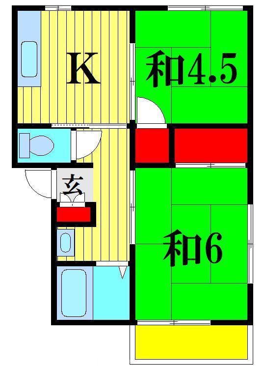コーポ小川(2K/1階)の間取り写真