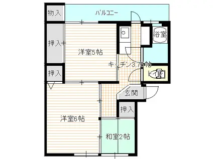 京屋ビル(3K/2階)の間取り写真