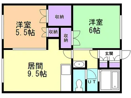 丸増豊平4条ロイヤルハイツ(2LDK/2階)の間取り写真
