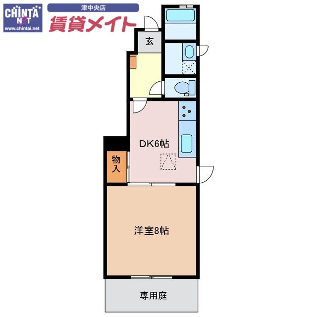 グランサージュB棟(1DK/1階)の間取り写真