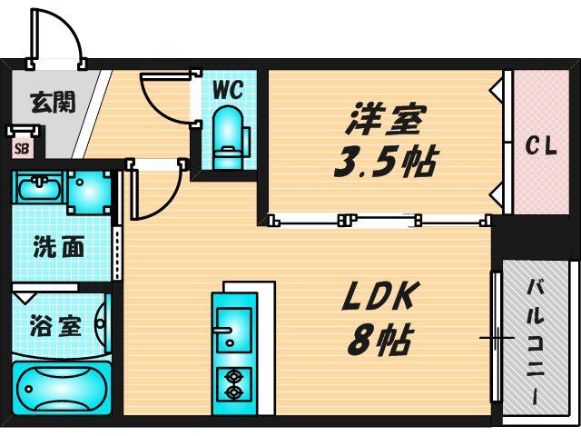 CRASTINE岩田町5丁目(1LDK/1階)の間取り写真