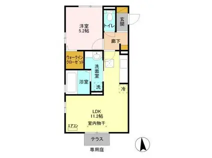 サウザンドサニーイースト(1LDK/1階)の間取り写真