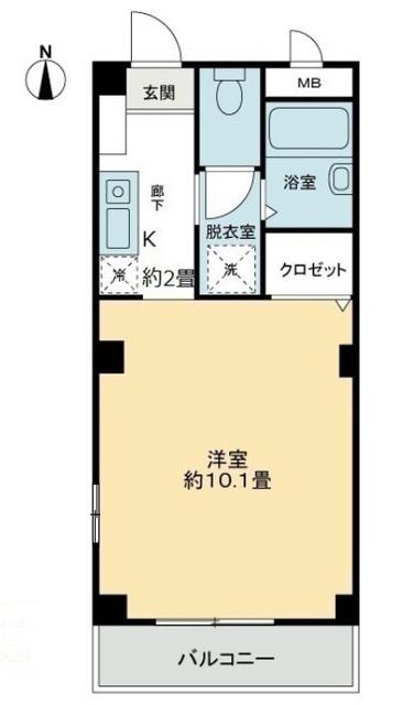 フィネス宮川(1K/1階)の間取り写真