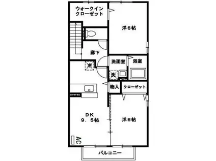 プレジオ南恒久(2DK/2階)の間取り写真