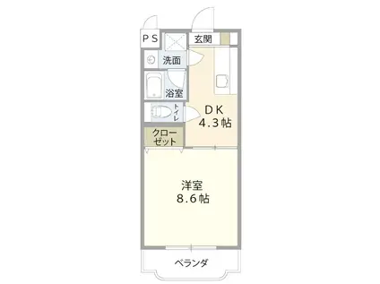 グレイス森井(1DK/2階)の間取り写真