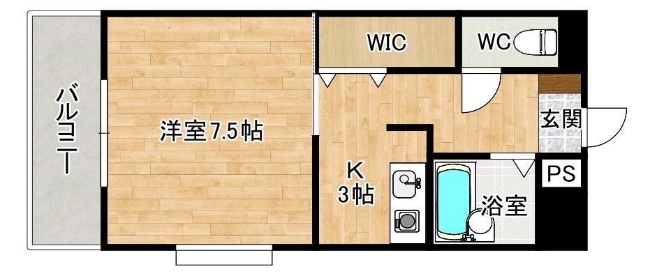 ピュアシティ小倉(1K/5階)の間取り写真