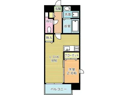 US RESIDENCE 門司港 オーシャンテラス ユーズレジデン(1LDK/8階)の間取り写真