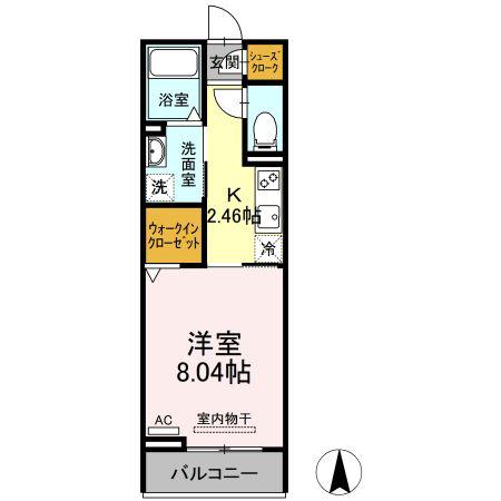 フルール那加(1K/2階)の間取り写真