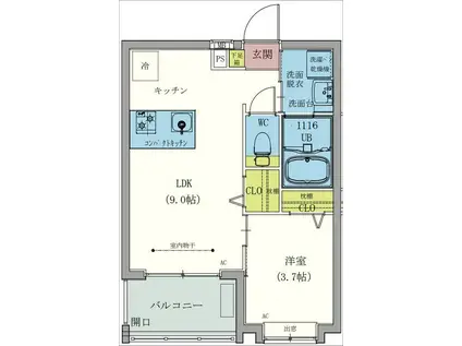 RADICA(1LDK/2階)の間取り写真