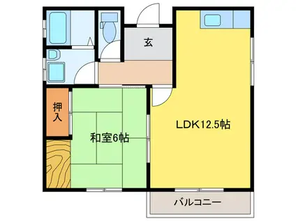 ジ・フォレスト(1LDK/2階)の間取り写真