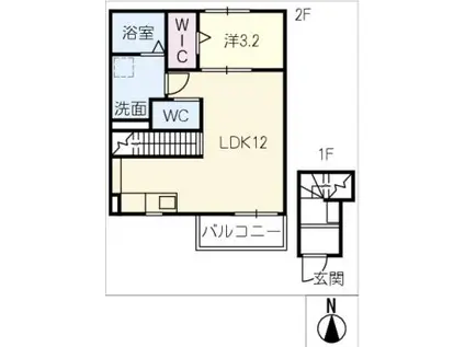 CIAO TAKARA(1LDK/2階)の間取り写真