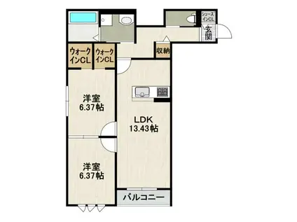 /鴻池5丁目(2LDK/3階)の間取り写真