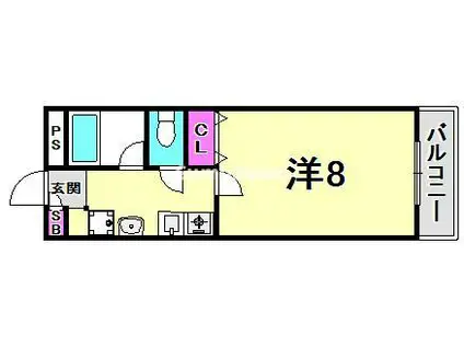 ベルシャイン西宮(1K/4階)の間取り写真