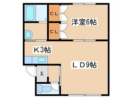 プライフ大輝(1LDK/1階)の間取り写真