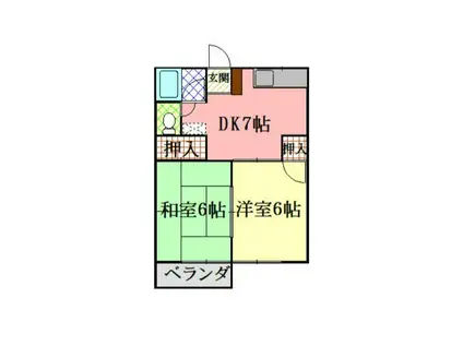 第1コーポ森田(2DK/2階)の間取り写真