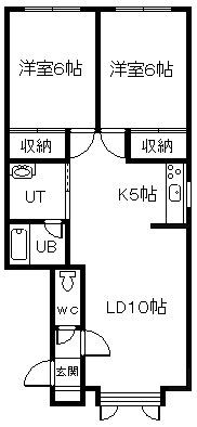 フローラル弐番館(2LDK/2階)の間取り写真