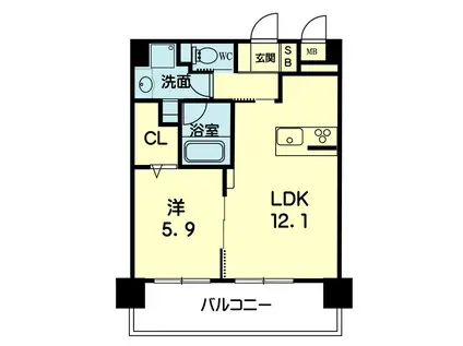 リバティハウス島崎(1LDK/7階)の間取り写真