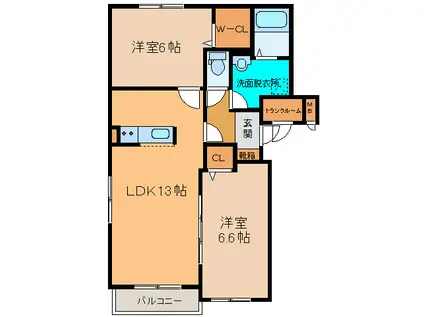 AMYVI(2LDK/1階)の間取り写真