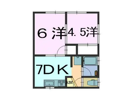 大武ハウス(2DK/2階)の間取り写真