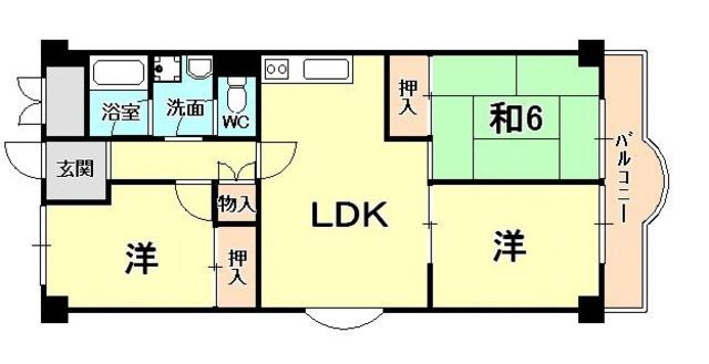 神垣ヒルKTハイム(3LDK/3階)の間取り写真