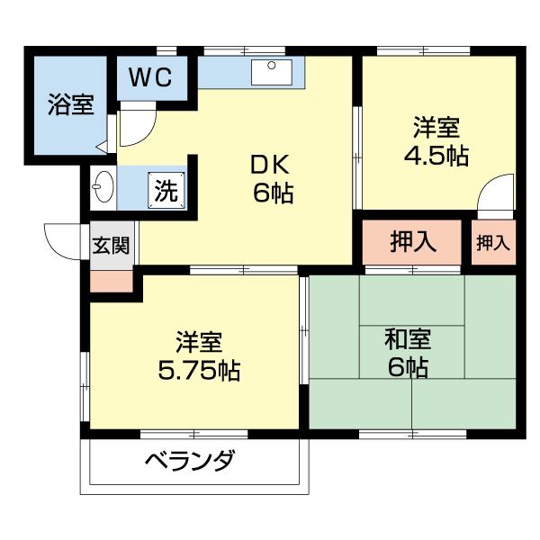 グリーンハイツ萩原B(3DK/2階)の間取り写真