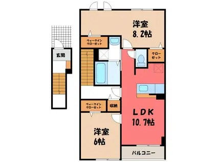 フランA(2LDK/2階)の間取り写真