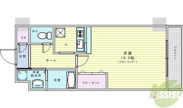 SUPERBE EASKA(1K/1階)の間取り写真