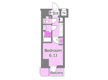 ルフレプレミアム横浜リーヴァ(1K/2階)の間取り写真