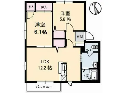 コートMT F館(2LDK/2階)の間取り写真