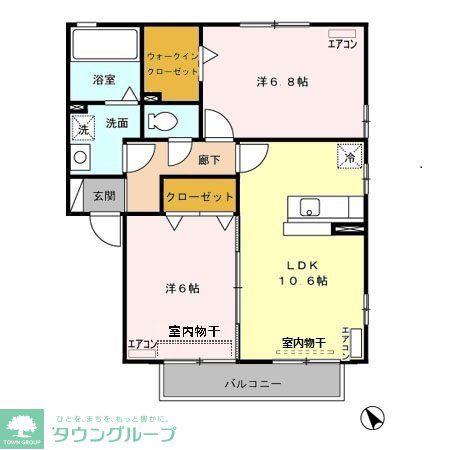 リビングタウン上野台 D(2LDK/2階)の間取り写真