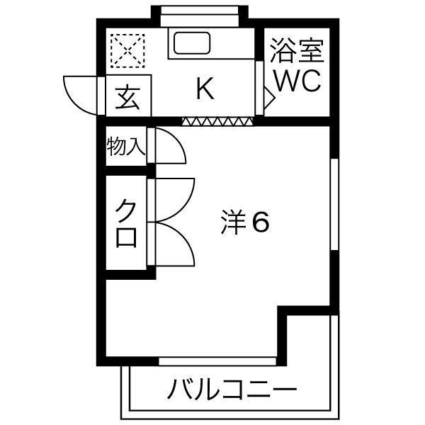 メゾン清水(1K/2階)の間取り写真