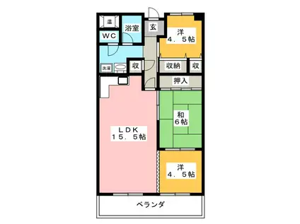 アーバンライフ蘇南(3LDK/3階)の間取り写真