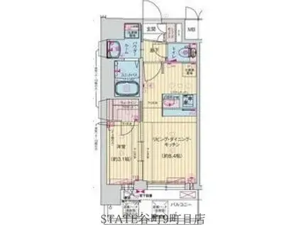 プレサンス東小橋エレディータ(1LDK/11階)の間取り写真