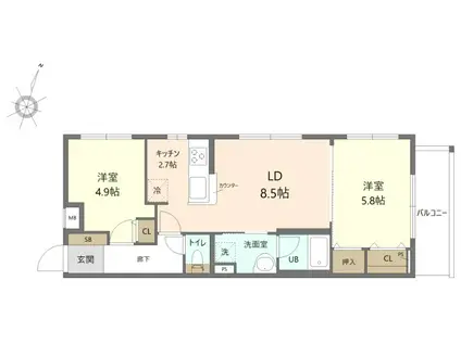 コール・クリーク(2LDK/1階)の間取り写真