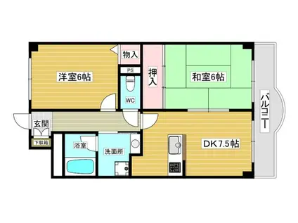 ルミエール(2DK/2階)の間取り写真