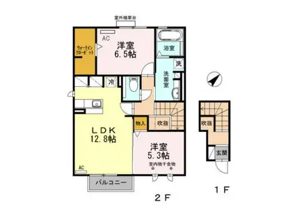 ヴェローナ B(2LDK/2階)の間取り写真