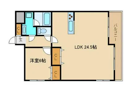 ウエストリヴィエール(1LDK/12階)の間取り写真