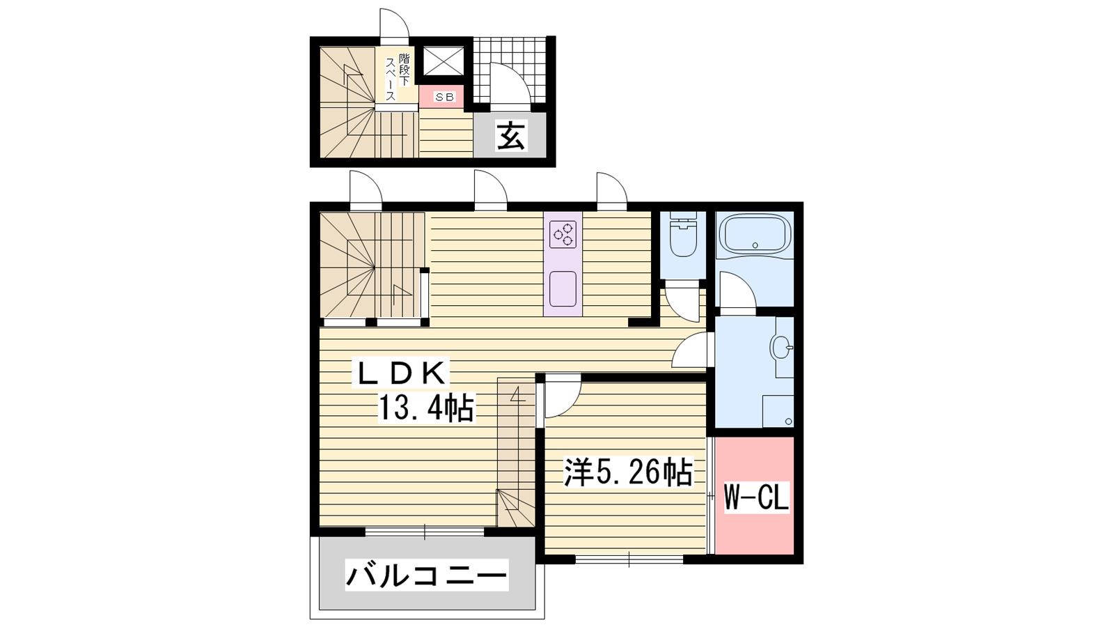 BOULEAU BLANC(1LDK/2階)の間取り写真