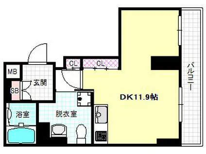 グランディT 梅田(1DK/4階)の間取り写真
