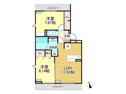 マリポーサ・ブランカ(2LDK/3階)の間取り写真