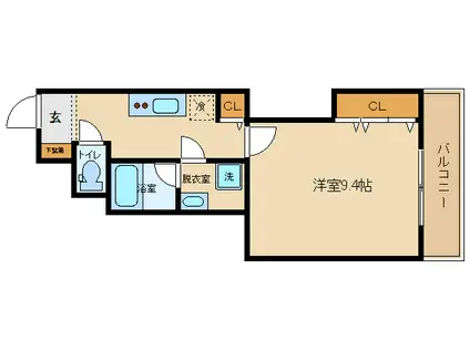 フェリオ(1K/1階)の間取り写真