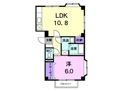 サンループ3番館(1LDK/2階)の間取り写真