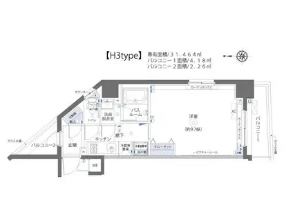 ZOOM板橋大山(1K/5階)の間取り写真