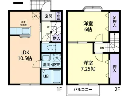 FORET CHARMANT A(2LDK/1階)の間取り写真