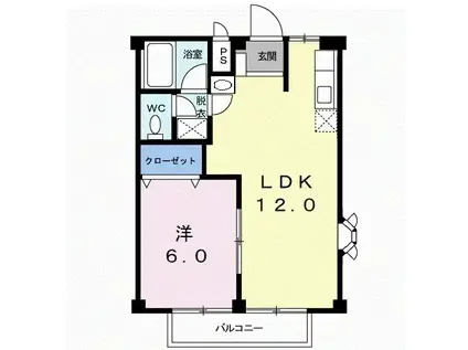 アーバンハイツタカハシ(1LDK/2階)の間取り写真